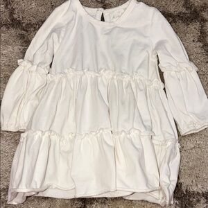 Marie Nicole White Ruffled Long Sleeve Dress